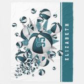 meisjes basketballen sterren blauwgroen wit gepers fleece deken (Voorkant)