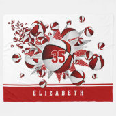 Meisjes basketballen sterren rood wit gepersonalis fleece deken (Voorkant (Horizontaal))