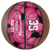 Meisjes basketbalteam roze zwart herdenking basketbal (Verticaal)