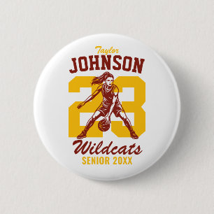 Meisjes Basketbalteam School Sport Speler Ronde Button 5,7 Cm