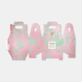 Meisjes Bautizo Roze Mintgroene Damast Gouden Krui Bedankdoosjes (Uitgevouwen)