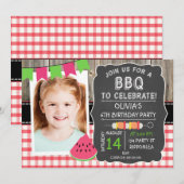 Meisjes BBQ Foto Verjaardag Uitnodiging (Voorkant / Achterkant)