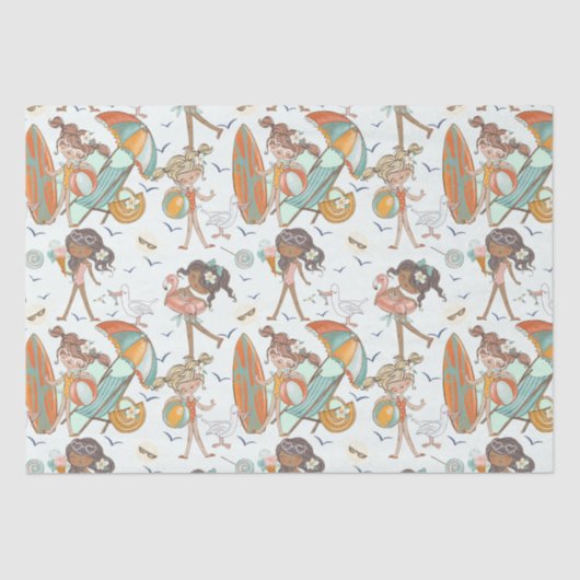 Meisjes Beach Party Tissuepapier (Voorkant)