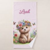 Meisjes Beary Schattige Roze Bloemen Badhanddoek (Badhanddoek)