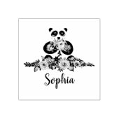 Meisjes Beauful Flowers Panda en Name Bookplate Rubberstempel (Afrduk)