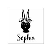 Meisjes Beauful Flowers Rabbit en Name Bookplate Rubberstempel (Afrduk)