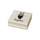 Meisjes Beauful Flowers Rabbit en Name Bookplate Rubberstempel (Stempel)