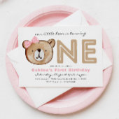 Meisjes Beer Eerste Verjaardagsuitnodiging Kaart