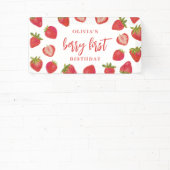 Meisjes Berry Eerste aardbei 1e verjaardagsfeest Spandoek (Insitu)