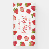 Meisjes Berry Eerste aardbei 1e verjaardagsfeest Spandoek (Verticaal)