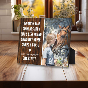 Meisjes beste vriend   Rustieke paard foto-herdenk Fotoplaat