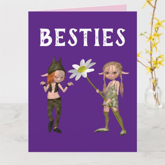 MEISJES BESTE VRIENDEN BIRTHDAY BESTEDEN BFF KAART (Gele Bloem)