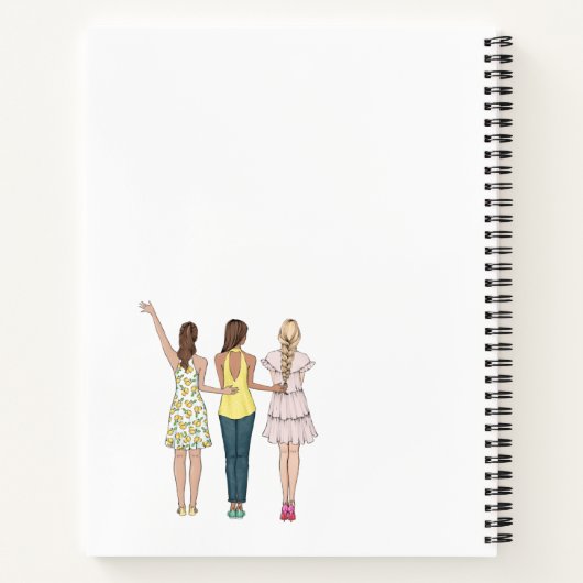 Meisjes Beste Vrienden Rustieke Hessiaanse Spiraal Notitieboek (Achterkant)