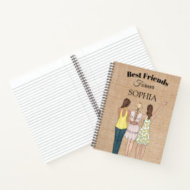 Meisjes Beste Vrienden Rustieke Hessiaanse Spiraal Notitieboek