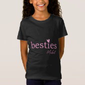 Meisjes Besties Zwarte Roze Heart T-Shirt (Voorkant)
