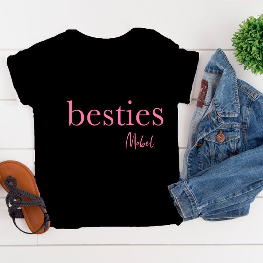 Meisjes Besties Zwarte Roze Heart T-Shirt