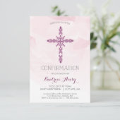 Meisjes bevestigingsuitnodiging, kruis en Waterver Kaart (Staand voorkant)