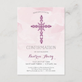 Meisjes bevestigingsuitnodiging, kruis en Waterver Kaart