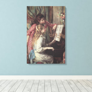 Meisjes bij de piano door Pierre Renoir Canvas Afdruk