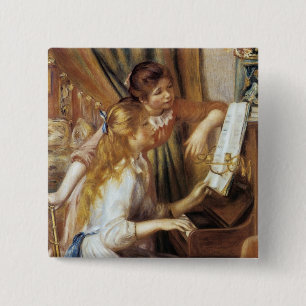 Meisjes bij de piano vierkante button 5,1 cm