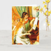 Meisjes bij het Wenskaart van de Piano Kaart (Gele Bloem)