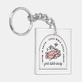 Meisjes bijbelstudiegroep leesgroep esthetisch sleutelhanger (Voorkant Links)