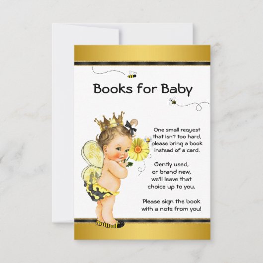 Meisjes Bijen Breng Een Boek Baby shower Inserts Kaart (Voorkant)