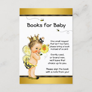 Meisjes Bijen Breng Een Boek Baby shower Inserts Kaart