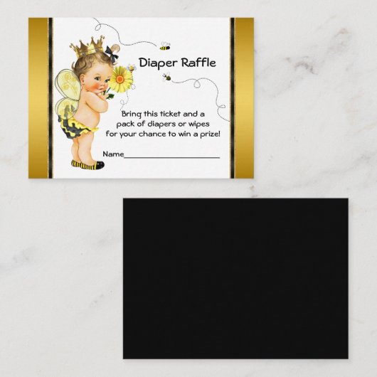 Meisjes Bijenluier Raffle Ticket Informatiekaartje (Voorkant / Achterkant)