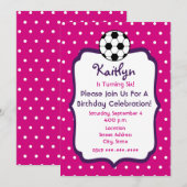 Meisjes Birthday nodigen roze uit met Paars Kaart (Voorkant / Achterkant)