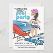 Meisjes Birthday Pool Party Let's Swim Invitation Kaart (Voorkant)