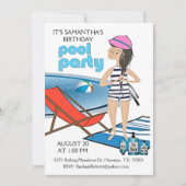 Meisjes Birthday Pool Party Let's Swim Invitation Kaart (Voorkant)