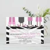 Meisjes Birthday Slumber Party Sleepover Zebra Kaart (Staand voorkant)