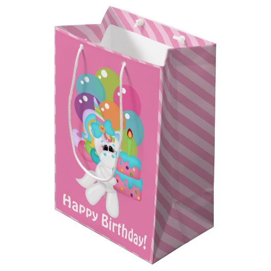 meisjes Birthday unicorn middelgrote cadeau Medium Cadeauzakje (Voorkant Gekanteld)