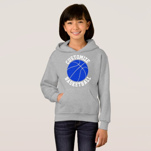 Meisjes Blauw Basketbal Custom Team Naam en Nummer (Voorkant volledig)