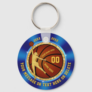 Meisjes Blauw en Goud Goedkope Basketbal Sleutelha Sleutelhanger