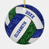 Meisjes Blauw Groen Volleybal Keepsake Keramisch Ornament (Voorkant)