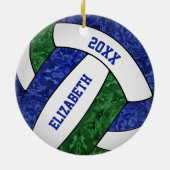 Meisjes Blauw Groen Volleybal Keepsake Keramisch Ornament (Achterkant)