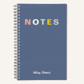 Meisjes Blauw Monogrammed Volledige Naam Notities Notitieboek (Voorkant)