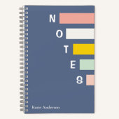 Meisjes Blauw Monogrammed Volledige Naam Notities Notitieboek (Voorkant)