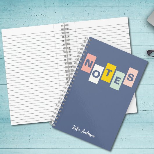 Meisjes Blauw Monogrammed Volledige Naam Notities Notitieboek