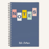 Meisjes Blauw Monogrammed Volledige Naam Notities Notitieboek (Voorkant)