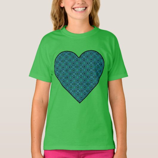 Meisjes Blauw Pastel Hart T-shirt (Voorkant)