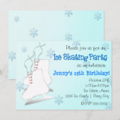 Meisjes Blauw Schaatsen Schaats Sneeuwvlok Uitnodi Kaart (Voorkant / Achterkant)