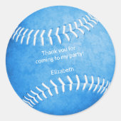 Meisjes blauw softbal sport partij dank u ronde sticker (Voorkant)