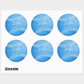 Meisjes blauw softbal sport partij dank u ronde sticker (Vel)