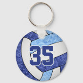 meisjes blauw wit volleybal aangepaste jersey numm sleutelhanger (Voorkant)