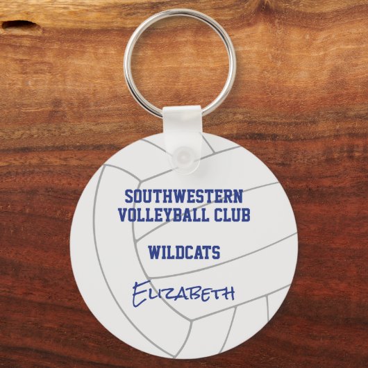 meisjes blauw wit volleybal aangepaste jersey numm sleutelhanger (Achterkant)