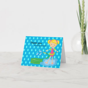 Meisjes Blauw Zwembad Feestslang Dank u kaart