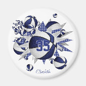 Meisjes blauwe basketballen sterren kopen 1 of kop magneet (Voorkant)